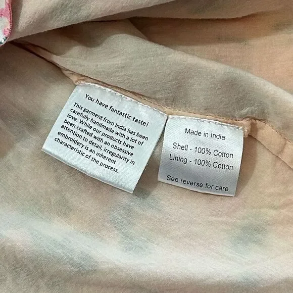 Rococo Sand Mimi Wrap Pink Dress Long Ruffle Puff Sleeve Size Medium - Picture 10 of 13